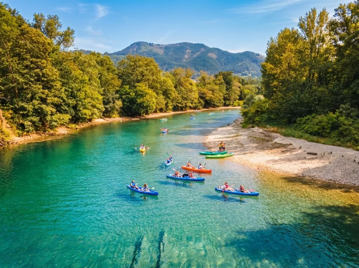 Vista panorámica del río Sella entre las montañas asturianas